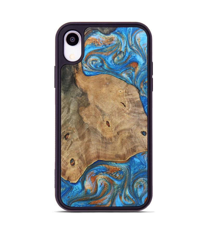 iPhone Xr Wood+Resin Phone Case - Tommy (Teal & Gold, 695200)