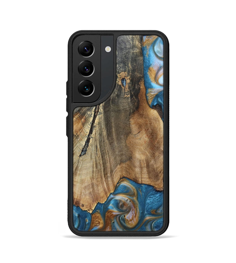 Galaxy S22 Wood+Resin Phone Case - Karl (Teal & Gold, 695205)