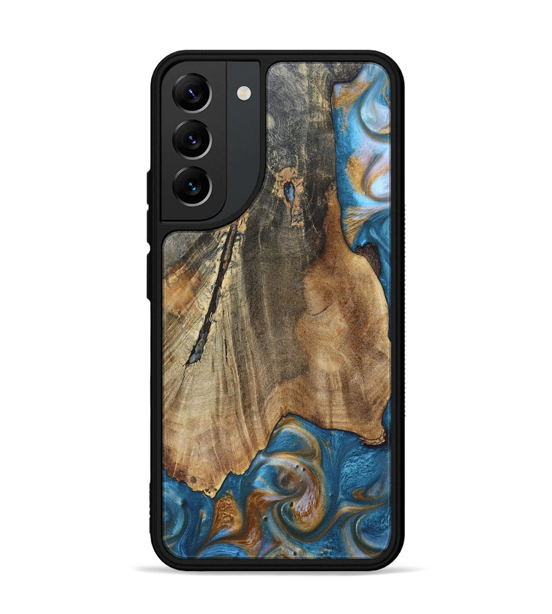 Galaxy S22 Plus Wood+Resin Phone Case - Karl (Teal & Gold, 695205)