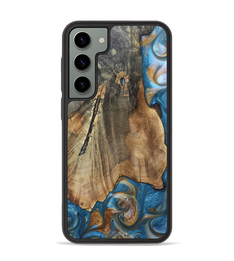 Galaxy S23 Plus Wood+Resin Phone Case - Karl (Teal & Gold, 695205)