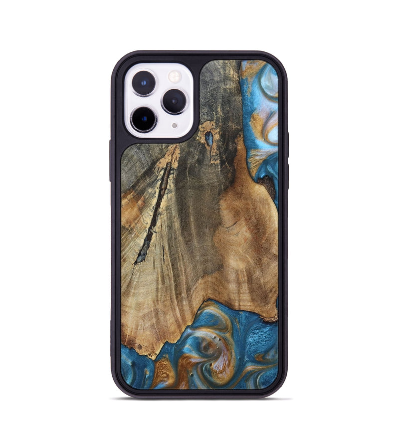 iPhone 11 Pro Wood+Resin Phone Case - Karl (Teal & Gold, 695205)