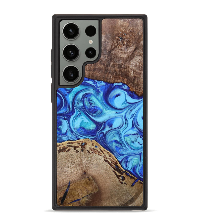 Galaxy S23 Ultra Wood+Resin Phone Case - Emilio (Blue, 695214)