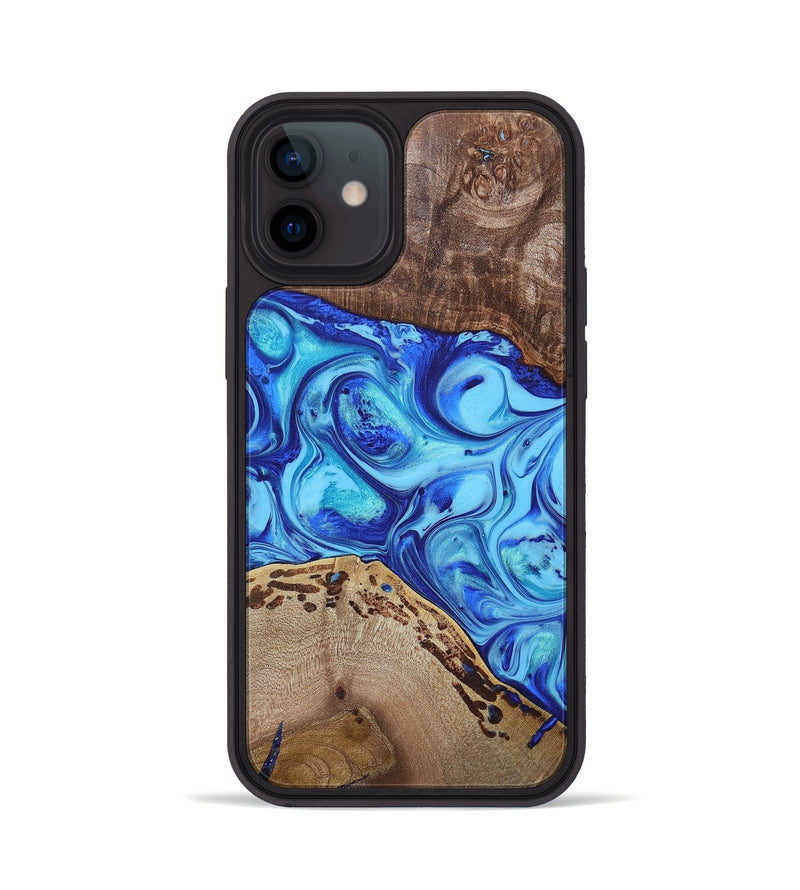 iPhone 12 Wood+Resin Phone Case - Emilio (Blue, 695214)