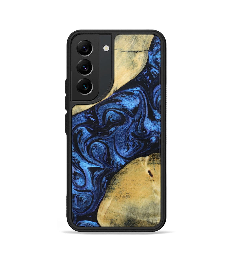 Galaxy S22 Wood+Resin Phone Case - Nicolette (Blue, 695215)