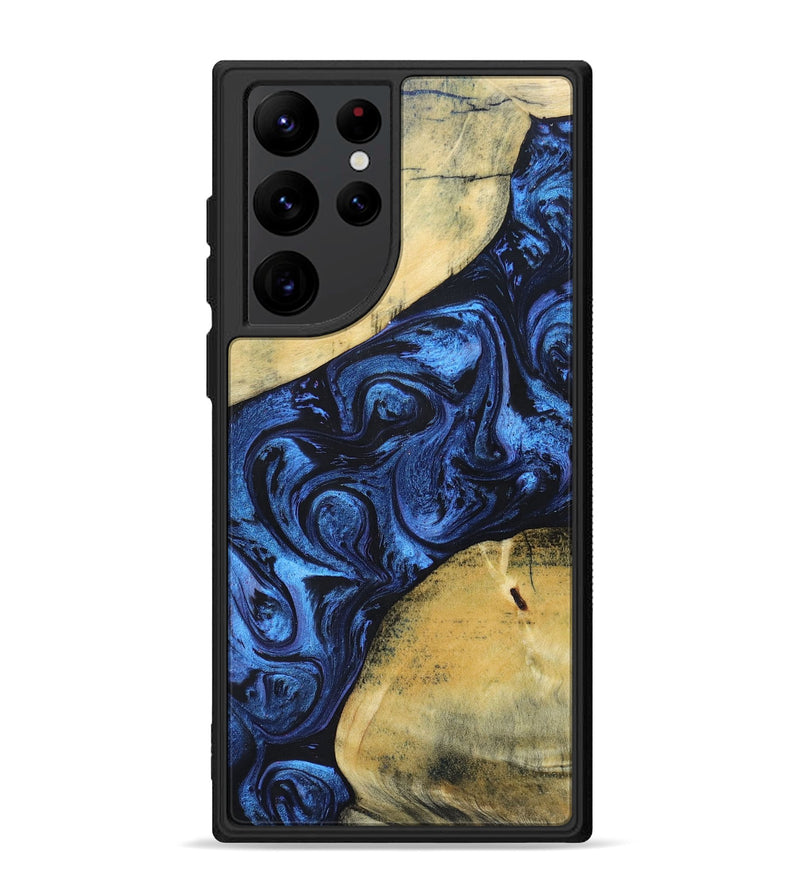 Galaxy S22 Ultra Wood+Resin Phone Case - Nicolette (Blue, 695215)