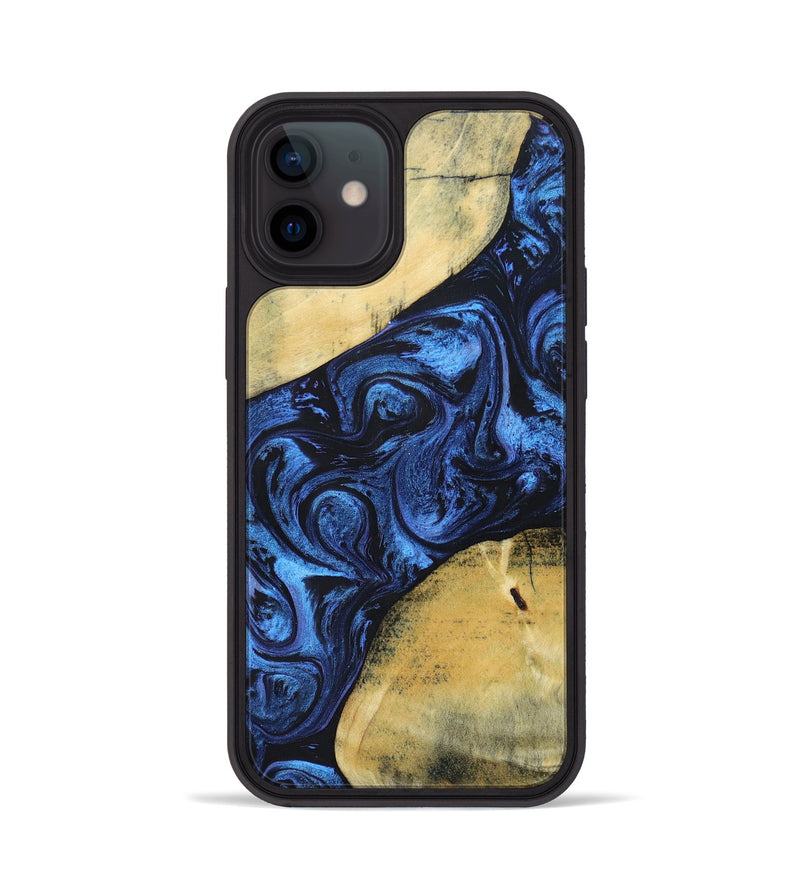 iPhone 12 Wood+Resin Phone Case - Nicolette (Blue, 695215)