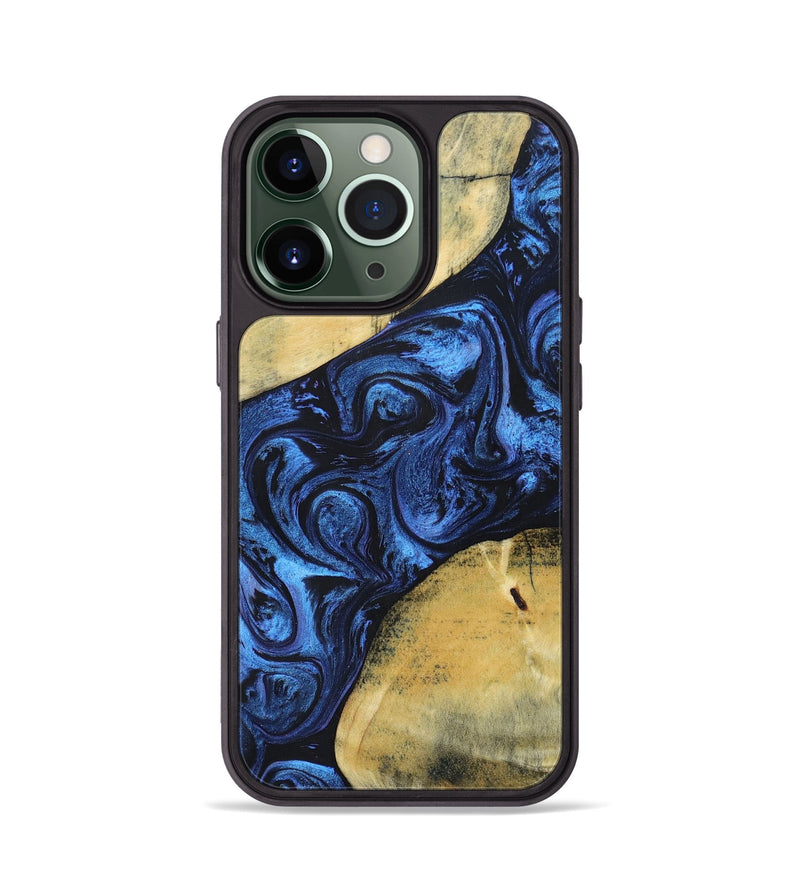 iPhone 13 Pro Wood+Resin Phone Case - Nicolette (Blue, 695215)