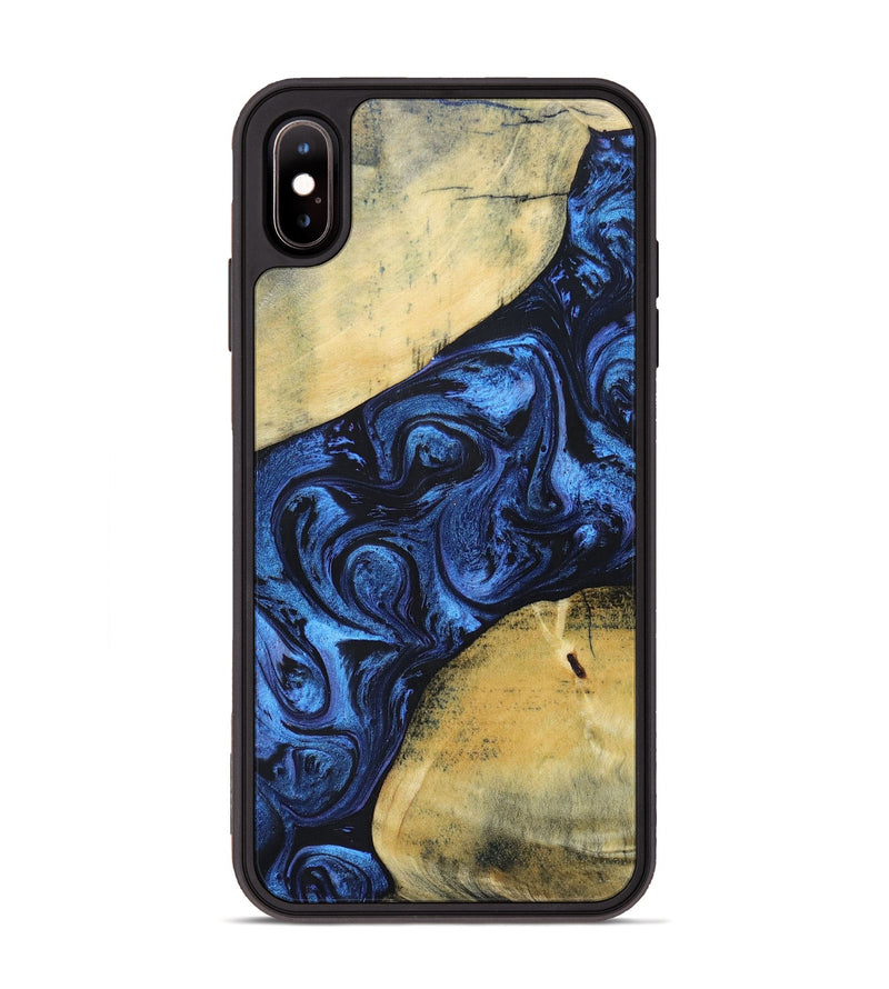 iPhone Xs Max Wood+Resin Phone Case - Nicolette (Blue, 695215)