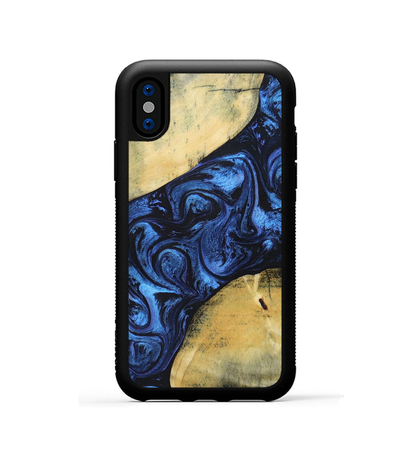 iPhone Xs Wood+Resin Phone Case - Nicolette (Blue, 695215)