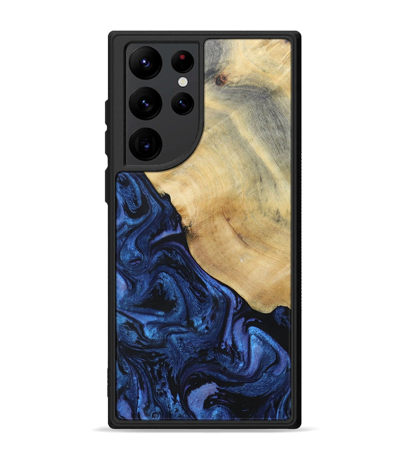 Galaxy S22 Ultra Wood+Resin Phone Case - Raegan (Blue, 695219)