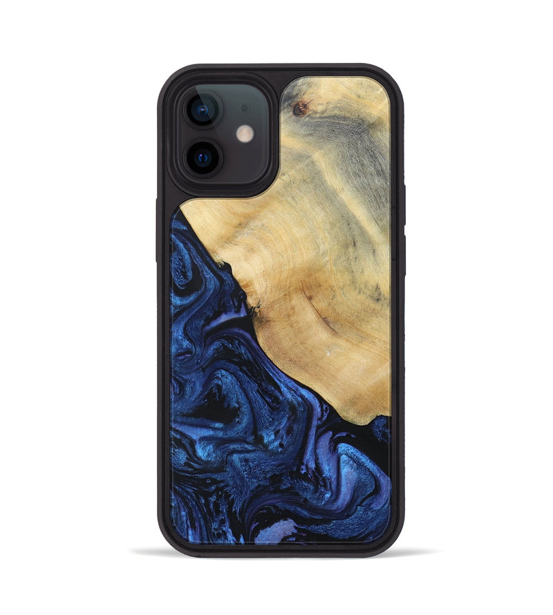 iPhone 12 Wood+Resin Phone Case - Raegan (Blue, 695219)