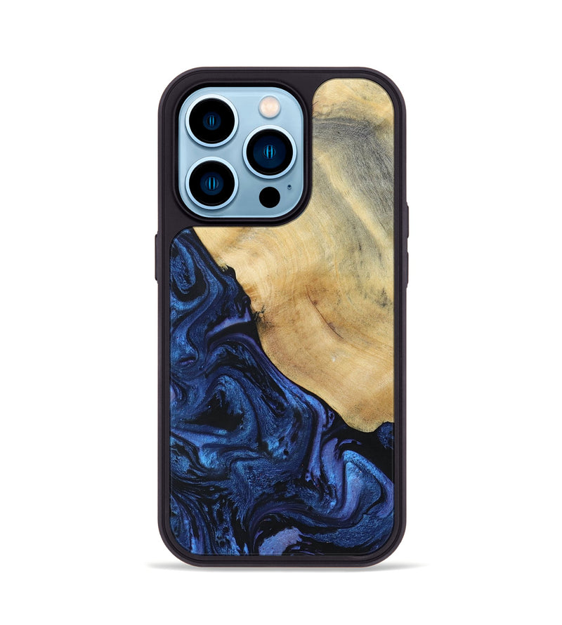 iPhone 14 Pro Wood+Resin Phone Case - Raegan (Blue, 695219)