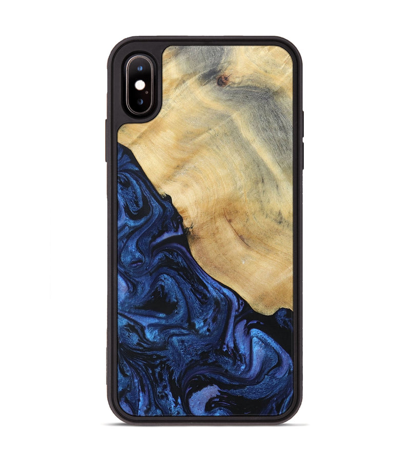 iPhone Xs Max Wood+Resin Phone Case - Raegan (Blue, 695219)