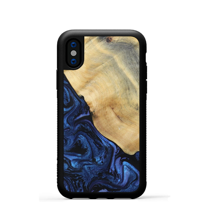 iPhone Xs Wood+Resin Phone Case - Raegan (Blue, 695219)