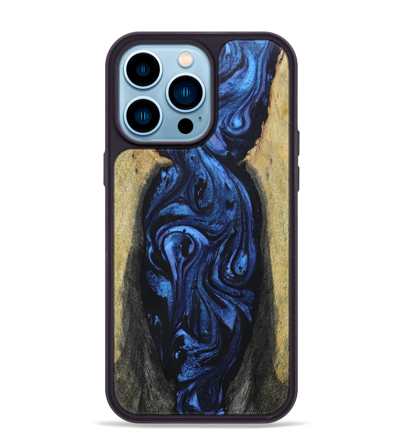 iPhone 14 Pro Max Wood+Resin Phone Case - Cristian (Blue, 695221)