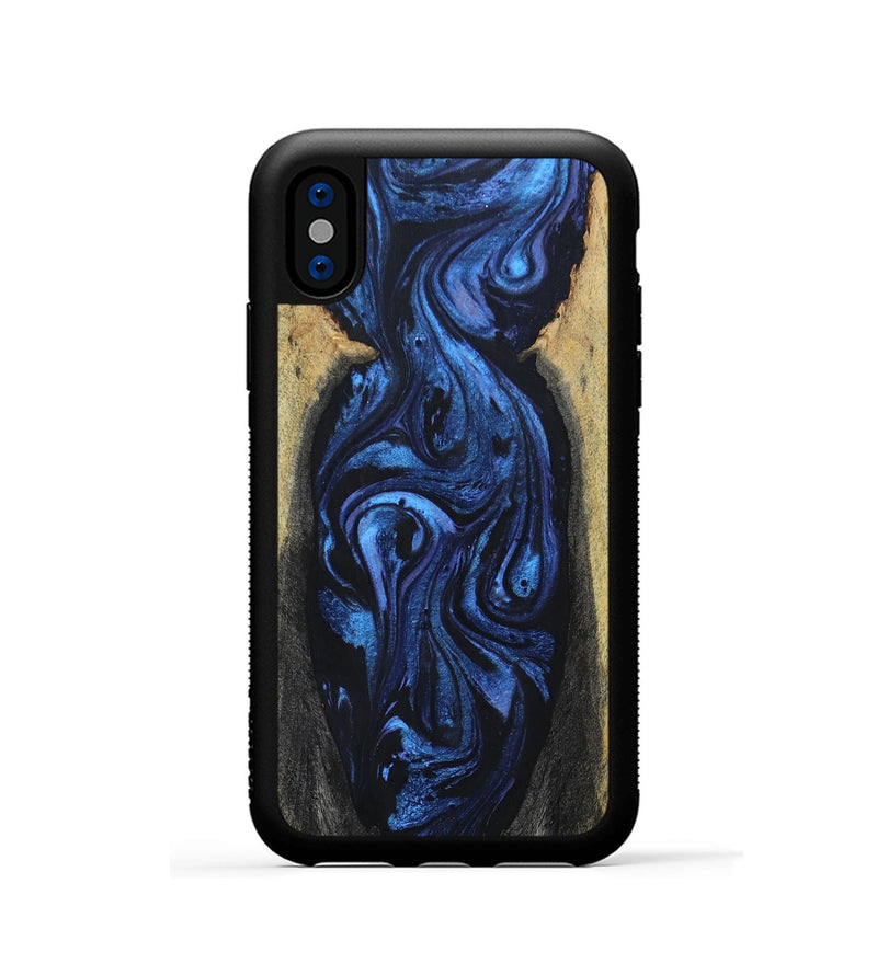 iPhone Xs Wood+Resin Phone Case - Cristian (Blue, 695221)