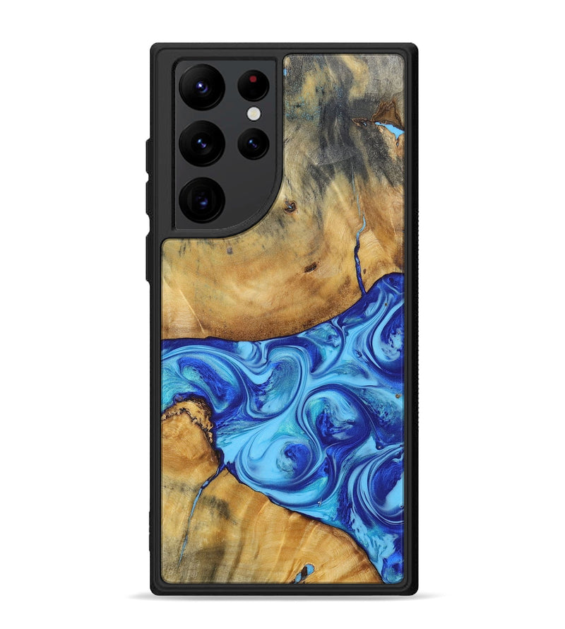 Galaxy S22 Ultra Wood+Resin Phone Case - Kizzy (Blue, 695224)