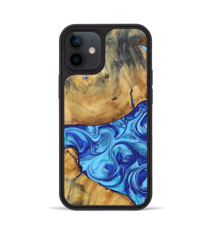 iPhone 12 Wood+Resin Phone Case - Kizzy (Blue, 695224)