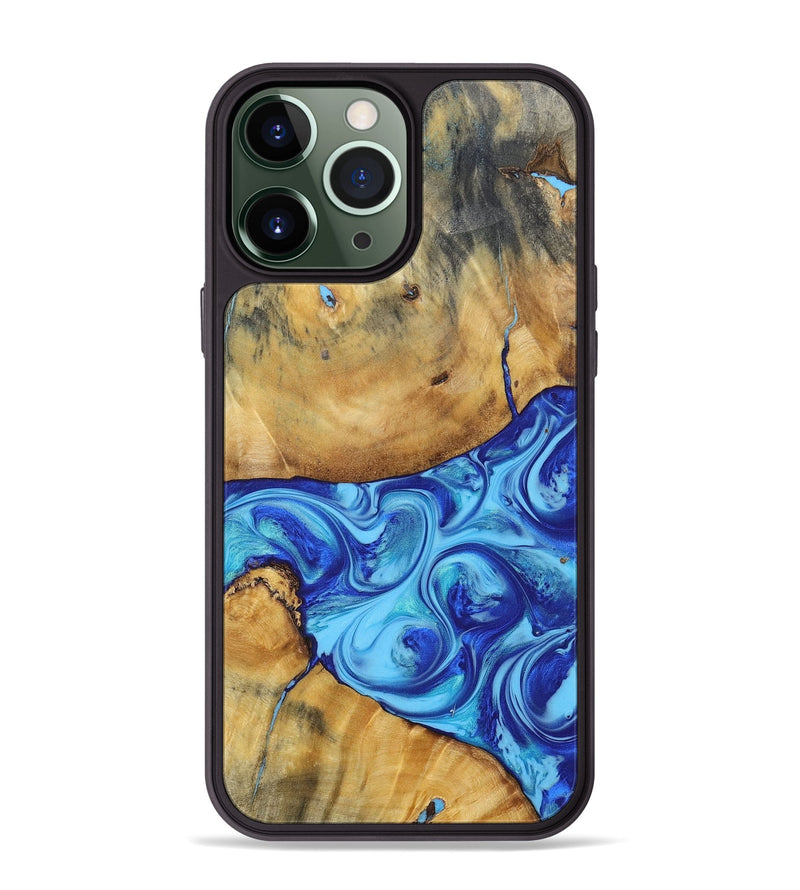 iPhone 13 Pro Max Wood+Resin Phone Case - Kizzy (Blue, 695224)