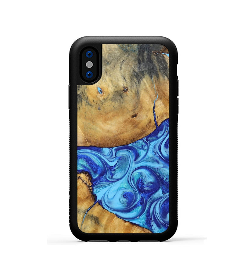 iPhone Xs Wood+Resin Phone Case - Kizzy (Blue, 695224)