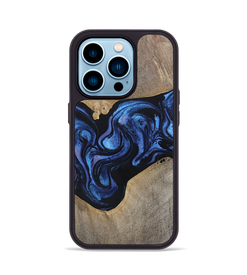 iPhone 14 Pro Wood+Resin Phone Case - Zara (Blue, 695225)