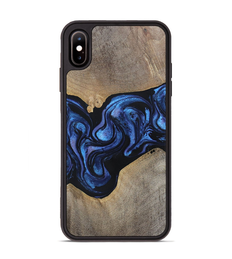 iPhone Xs Max Wood+Resin Phone Case - Zara (Blue, 695225)