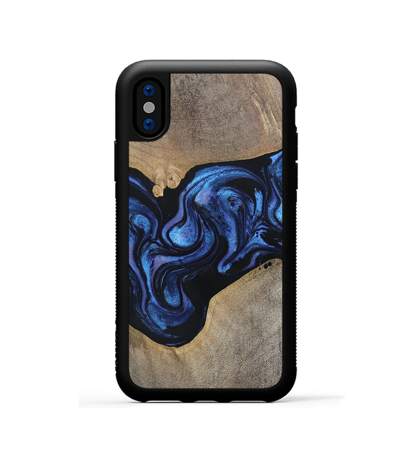 iPhone Xs Wood+Resin Phone Case - Zara (Blue, 695225)