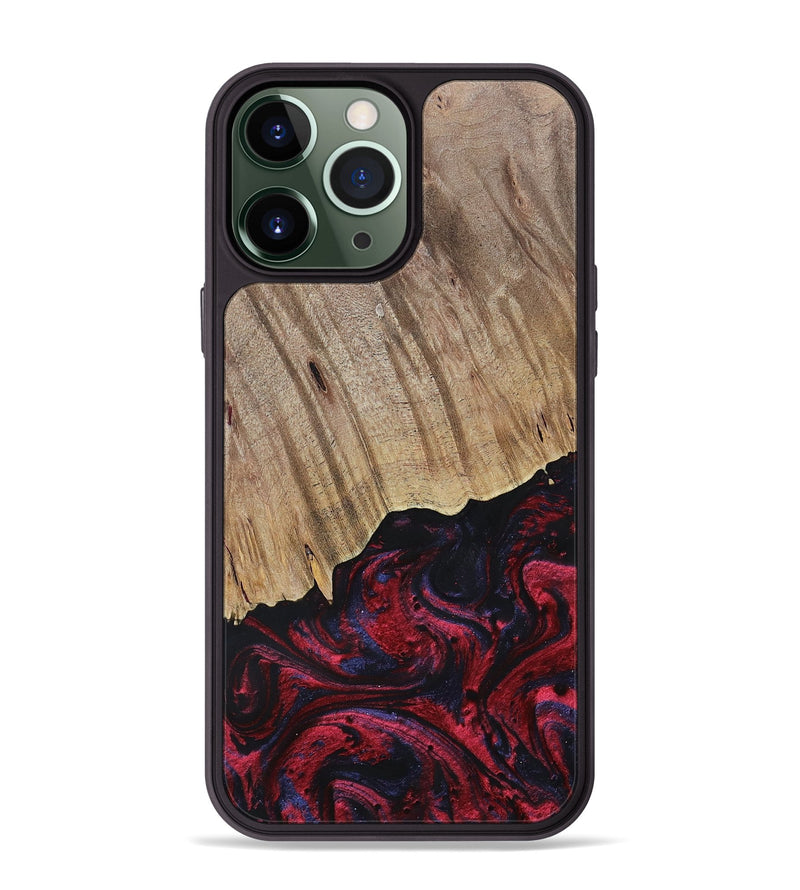 iPhone 13 Pro Max Wood+Resin Phone Case - Jensen (Red, 695242)