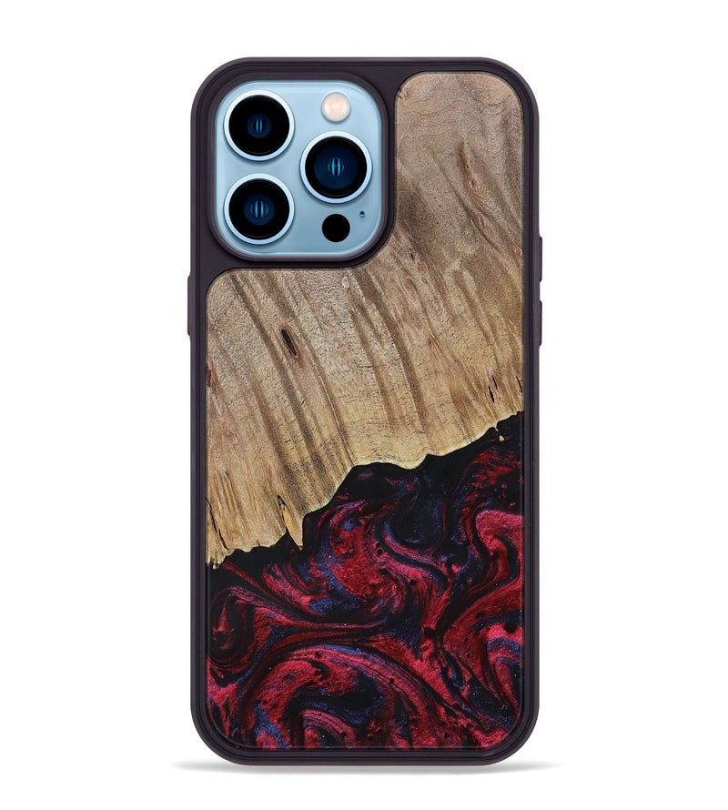 iPhone 14 Pro Max Wood+Resin Phone Case - Jensen (Red, 695242)