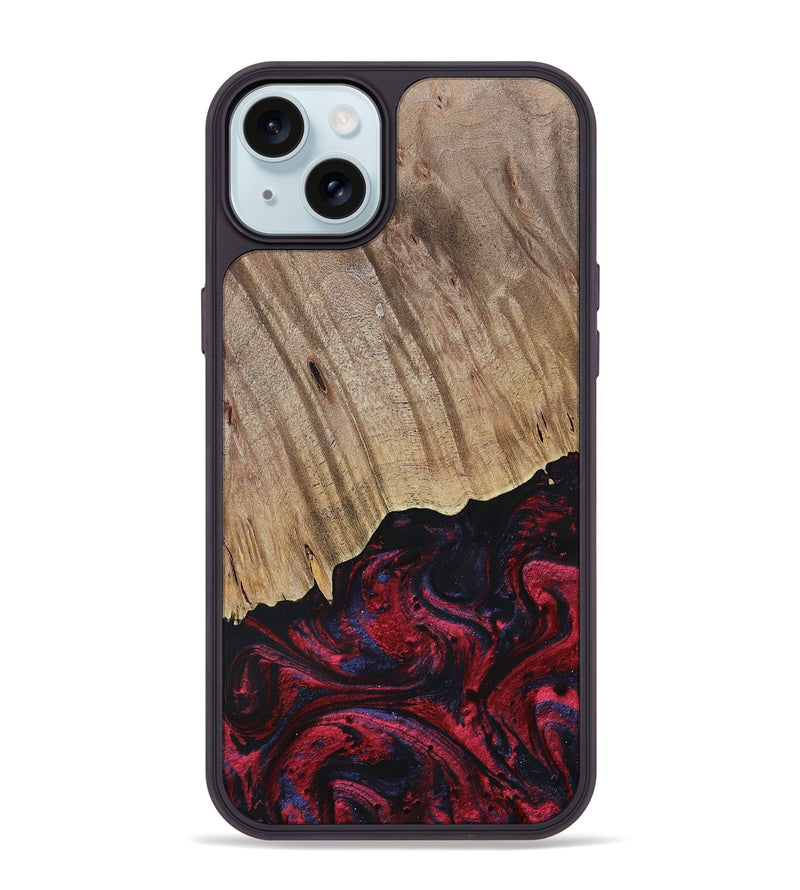 iPhone 15 Plus Wood+Resin Phone Case - Jensen (Red, 695242)
