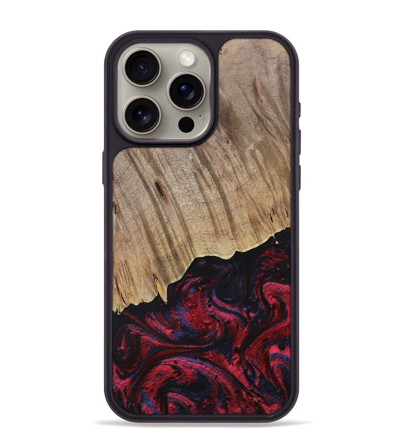 iPhone 15 Pro Max Wood+Resin Phone Case - Jensen (Red, 695242)