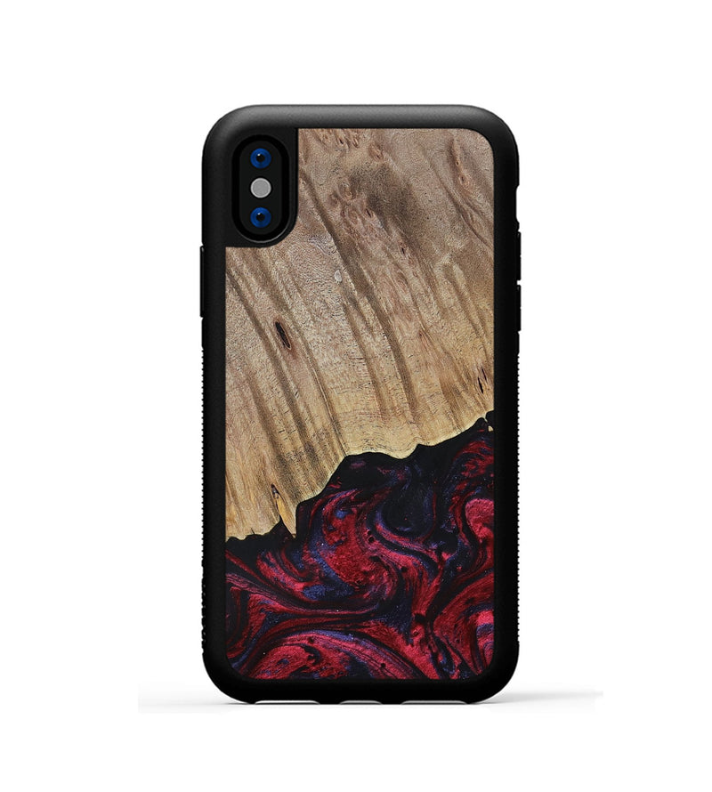 iPhone Xs Wood+Resin Phone Case - Jensen (Red, 695242)