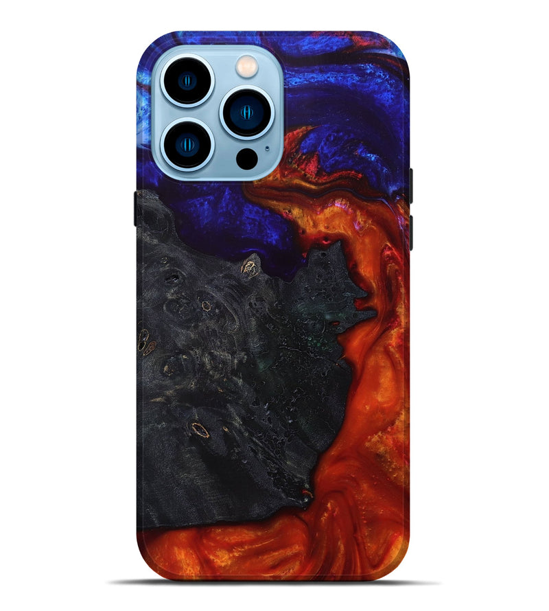 iPhone 14 Pro Max Wood+Resin Live Edge Phone Case - Kathi (Fire & Ice, 695343)