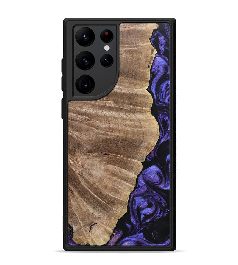 Galaxy S22 Ultra Wood+Resin Phone Case - Cathleen (Purple, 695374)