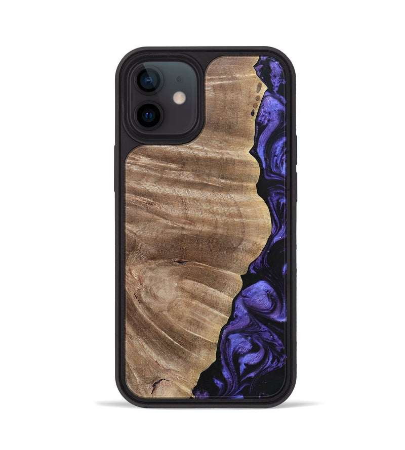 iPhone 12 Wood+Resin Phone Case - Cathleen (Purple, 695374)