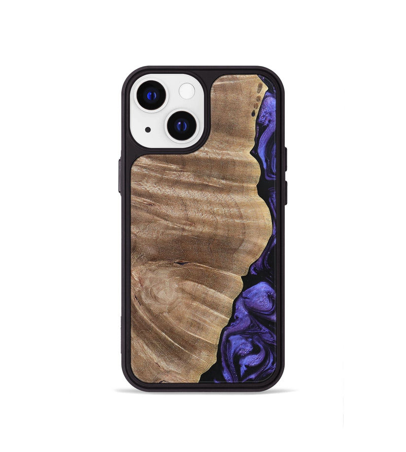iPhone 13 mini Wood+Resin Phone Case - Cathleen (Purple, 695374)