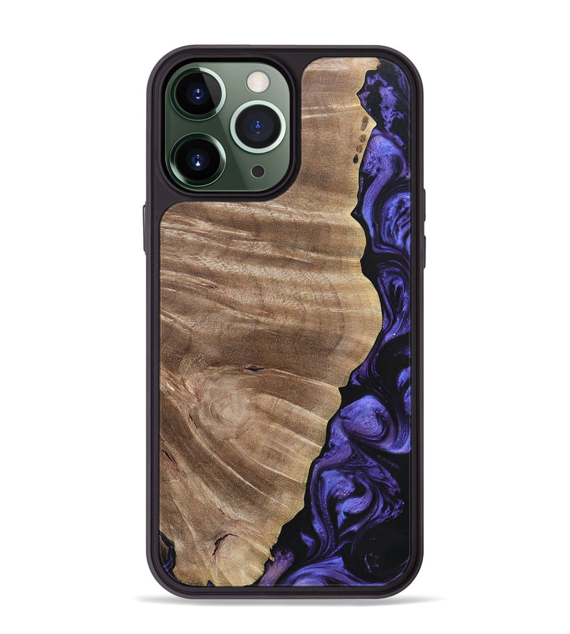iPhone 13 Pro Max Wood+Resin Phone Case - Cathleen (Purple, 695374)