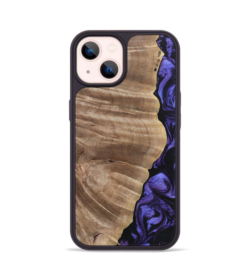 iPhone 14 Wood+Resin Phone Case - Cathleen (Purple, 695374)