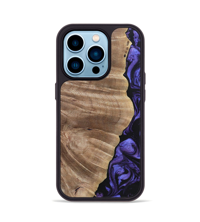 iPhone 14 Pro Wood+Resin Phone Case - Cathleen (Purple, 695374)
