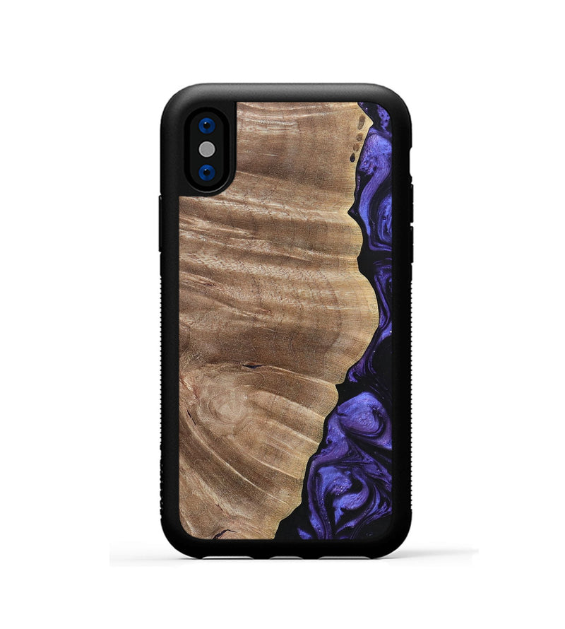 iPhone Xs Wood+Resin Phone Case - Cathleen (Purple, 695374)