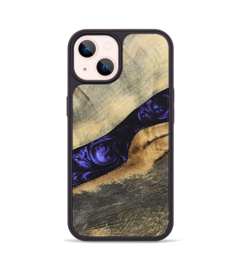 iPhone 14 Wood+Resin Phone Case - Wilfred (Purple, 695378)