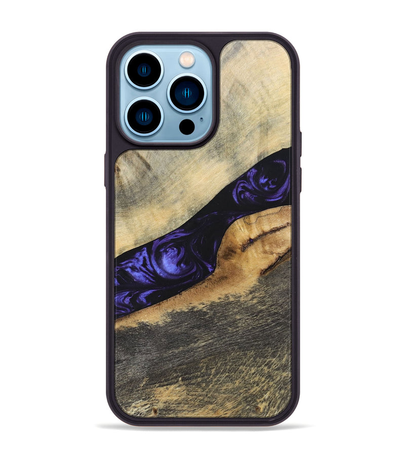 iPhone 14 Pro Max Wood+Resin Phone Case - Wilfred (Purple, 695378)