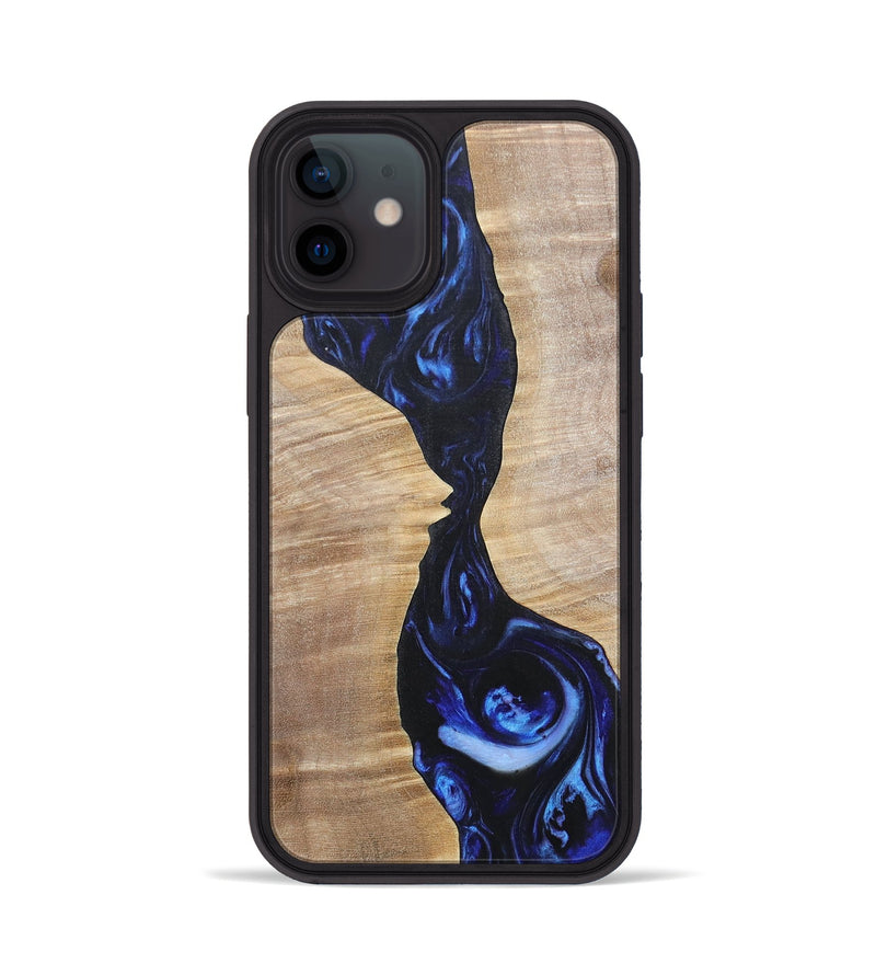 iPhone 12 Wood+Resin Phone Case - Violet (Blue, 695599)