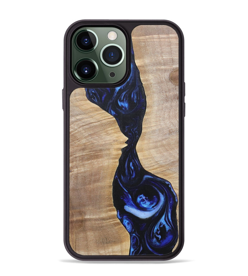 iPhone 13 Pro Max Wood+Resin Phone Case - Violet (Blue, 695599)