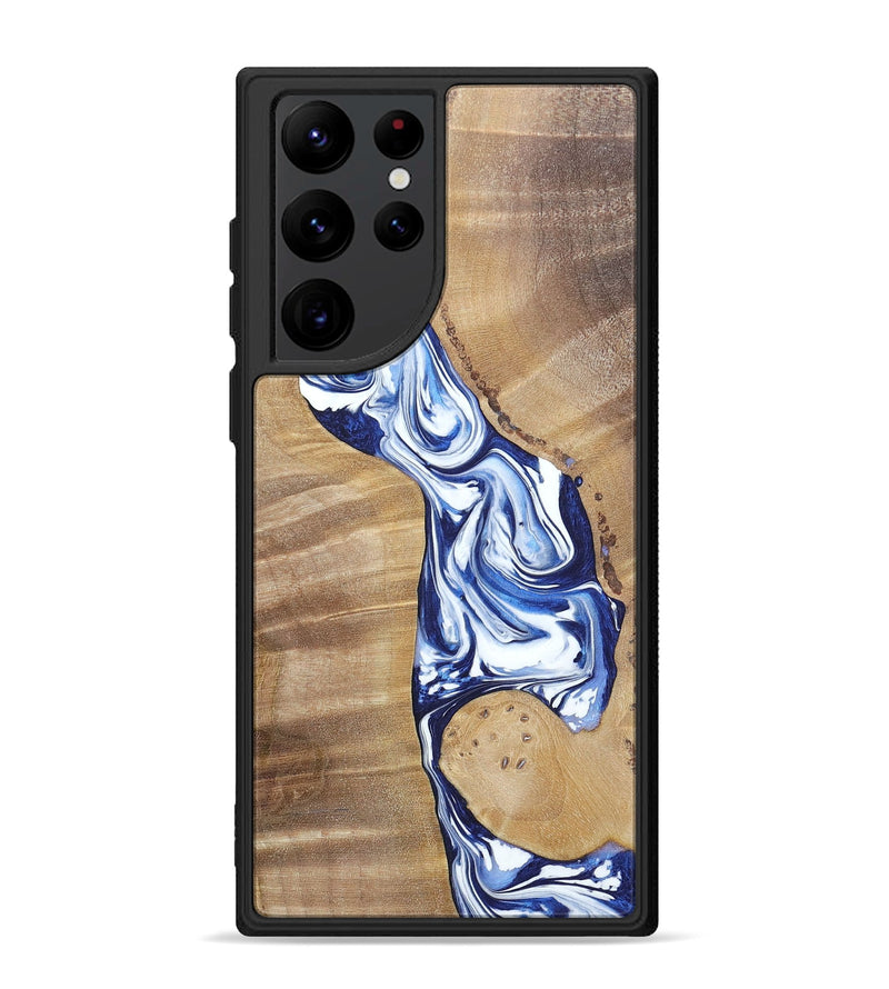Galaxy S22 Ultra Wood+Resin Phone Case - Karen (Blue, 695603)