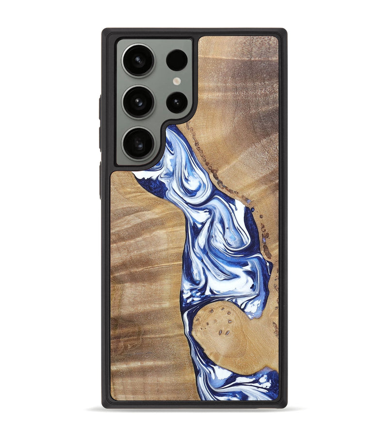 Galaxy S23 Ultra Wood+Resin Phone Case - Karen (Blue, 695603)