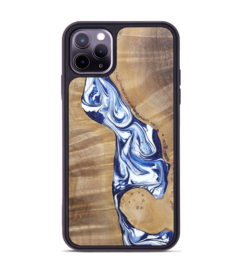 iPhone 11 Pro Max Wood+Resin Phone Case - Karen (Blue, 695603)