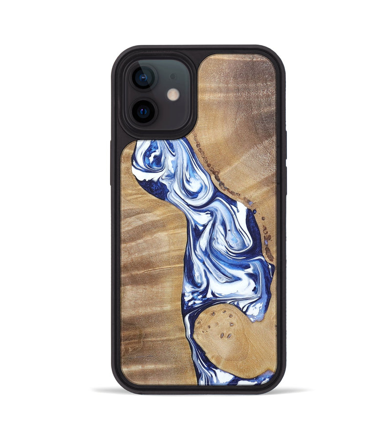 iPhone 12 Wood+Resin Phone Case - Karen (Blue, 695603)