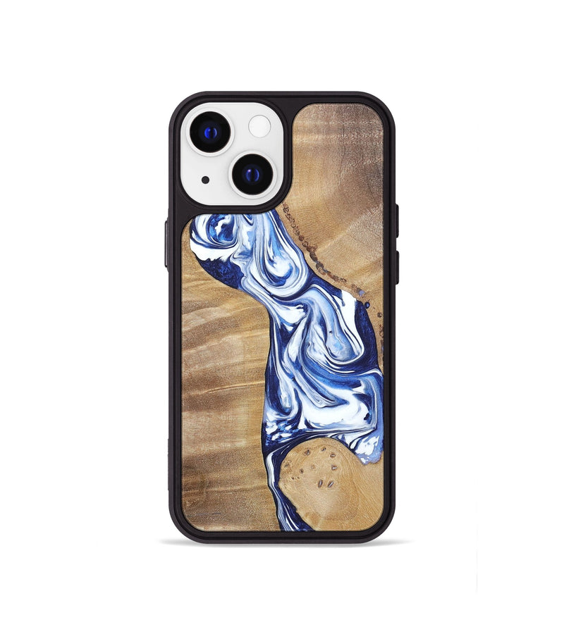 iPhone 13 mini Wood+Resin Phone Case - Karen (Blue, 695603)