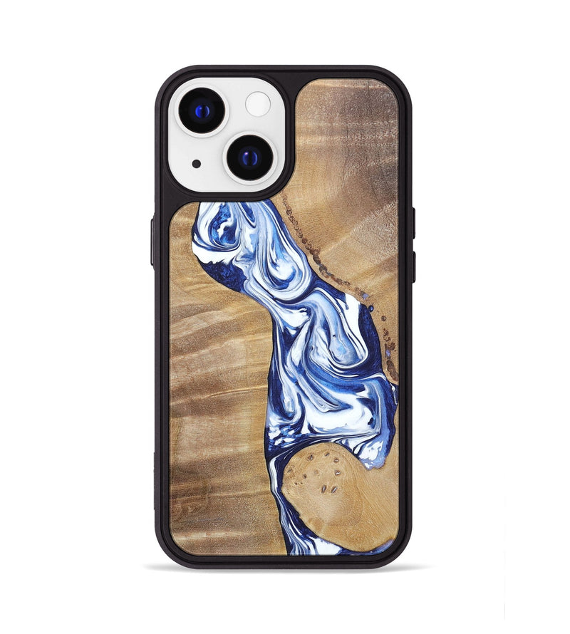 iPhone 13 Wood+Resin Phone Case - Karen (Blue, 695603)